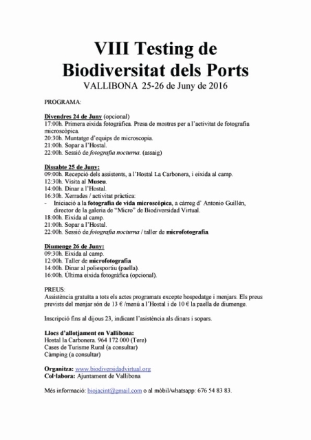 VIII Testing biodivesitat Ports-Vallibona